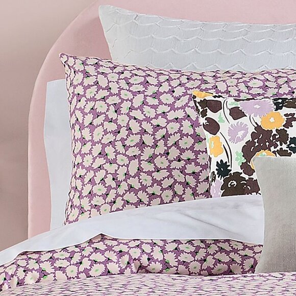 Kate Spade King Floral Duvet Cover Set Lilac Carnation Cotton 3-Piece - Picture 6 of 8
